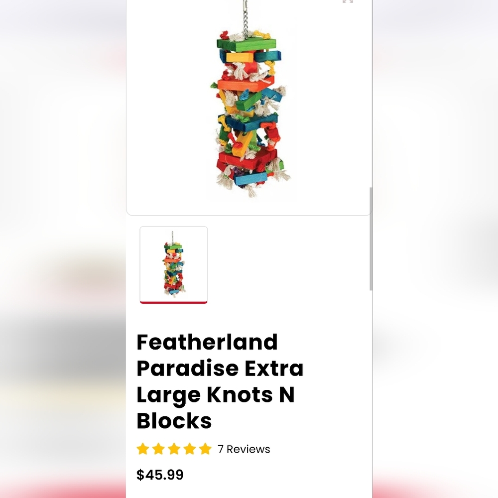 Parrot Lot - Featherland XL Knots N Blocks Wood Toy & Rope Perch - Picture 3 of 3